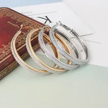 Pendientes de anillo de plata dorada a la moda para mujeres oro plata Color exagerada marea roca pendiente joyería-304(China)