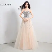 New Arrival Em estoque Prata Lace Evening vestidos 2018 Tulle vestido de festa longo vestido de Noite formal vestido abiye Plus tamanho