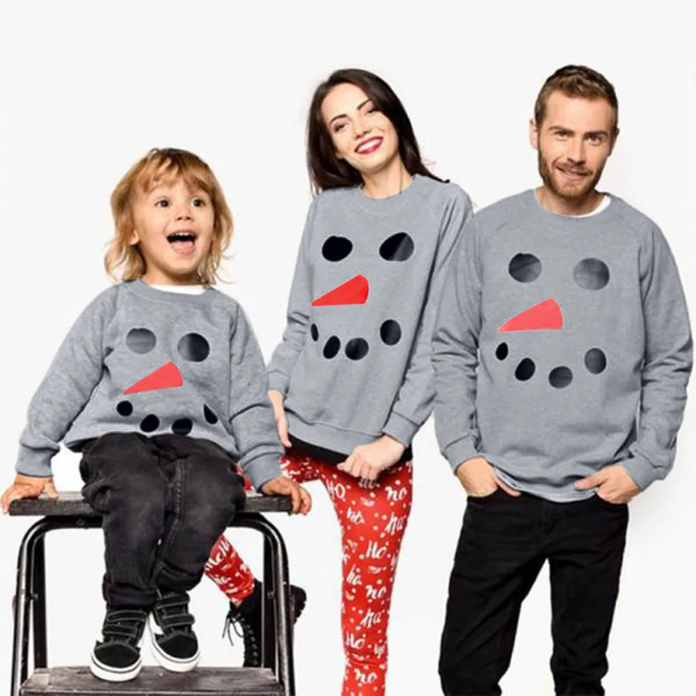 

Family Matching Clothes Autumn Hoodies Sweatshirts Long Sleeve Snowman Pullover Tops Christmas Matching Hooded Sweatshirt 1080