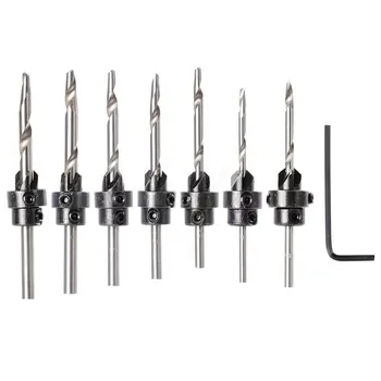 

22 pcs Countersunk Drill Bit Set with Depth Adjustable stop wood countersunk drill collars Drill hole screw cutter BI034