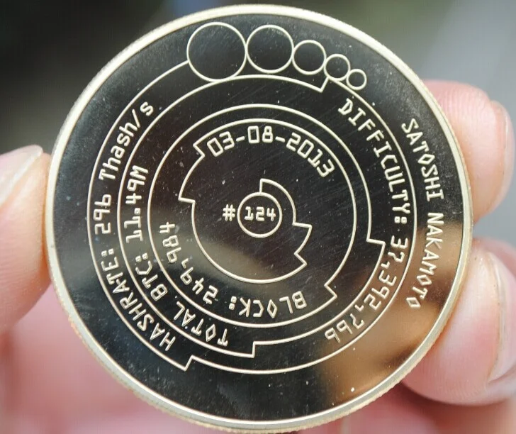 

Gold Plated Bitcoin SATOSHI NAKAMOTO coin coins collection gift present