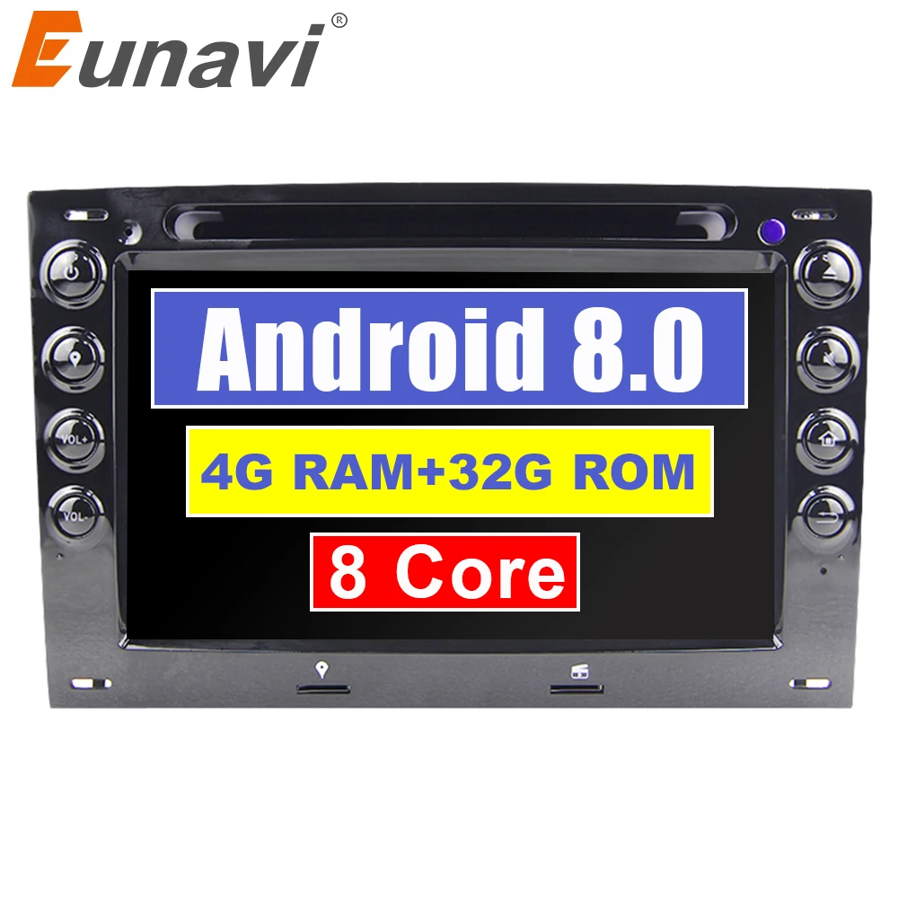 Eunavi 7 'ɴ GB Оперативная память Octa core Android 8 0 автомобильный dvd-радиоплеер для Renault