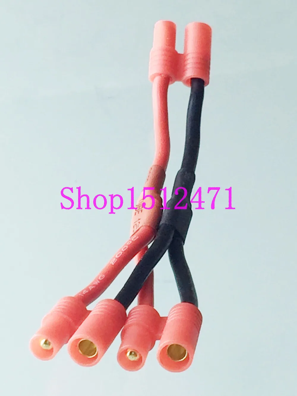 

1pce 3.5mm bullet male to 2x 3.5mm bullet female parallel 14AWG wire fr Battery