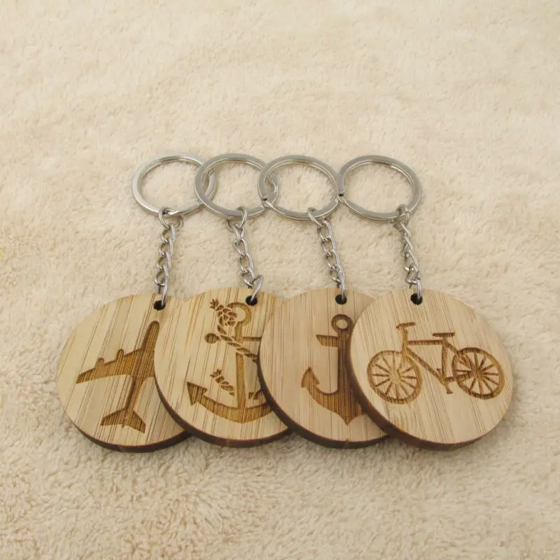 

Brand New Bicycles Keychain Anchor Plane Trendy Style Wooden Keyring Key Chain