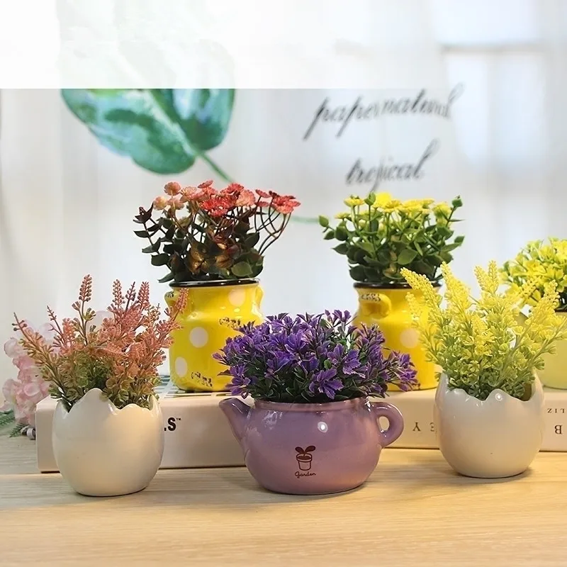 

Pastoral plastic simulation flower pot furnishings indoor floral plants artificial flower ornaments home decor crafts figurines