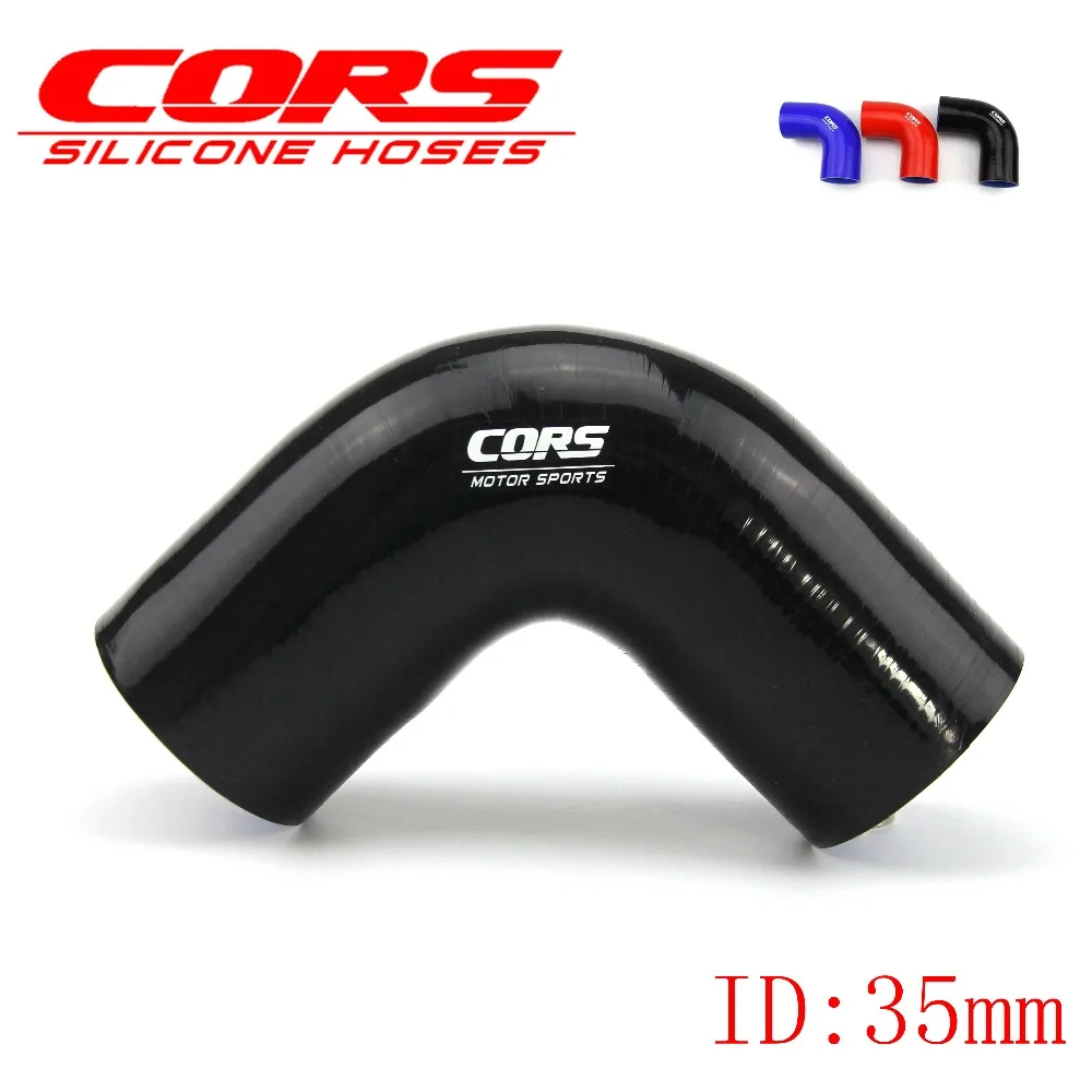 AutoSiliconeHoses 35mm ID Black 45 Degree Silicone Elbow Hose AutoSiliconeHoses 35mm ID Black 45 Degree Silicone Elbow Hose