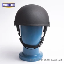 MILITECH Black H Nape Liner NIJ level IIIA 3A High Cut Kevlar Ballistic Bulletproof Helmet With 5 Years Warranty And Test Video