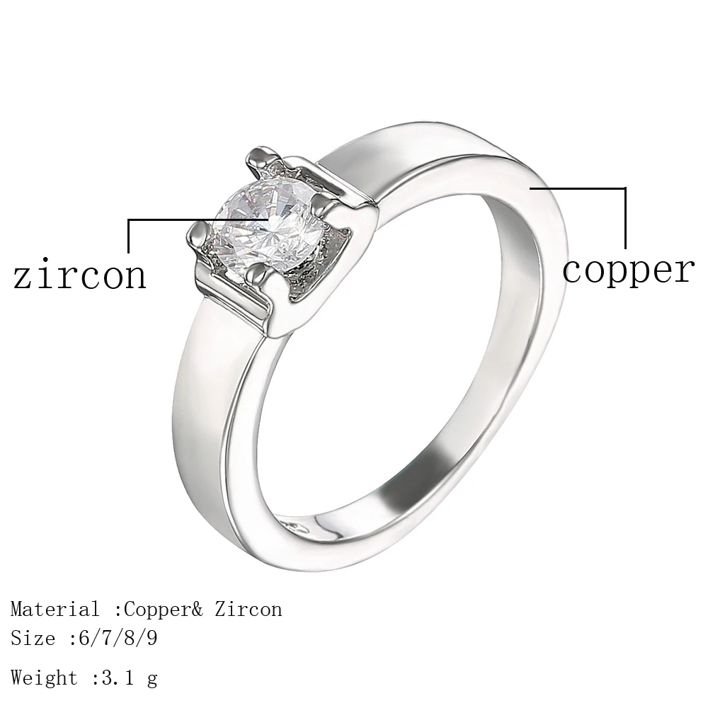 Женское классическое кольцо серебристое обручальное с фианитом 2019|finger ring|wedding