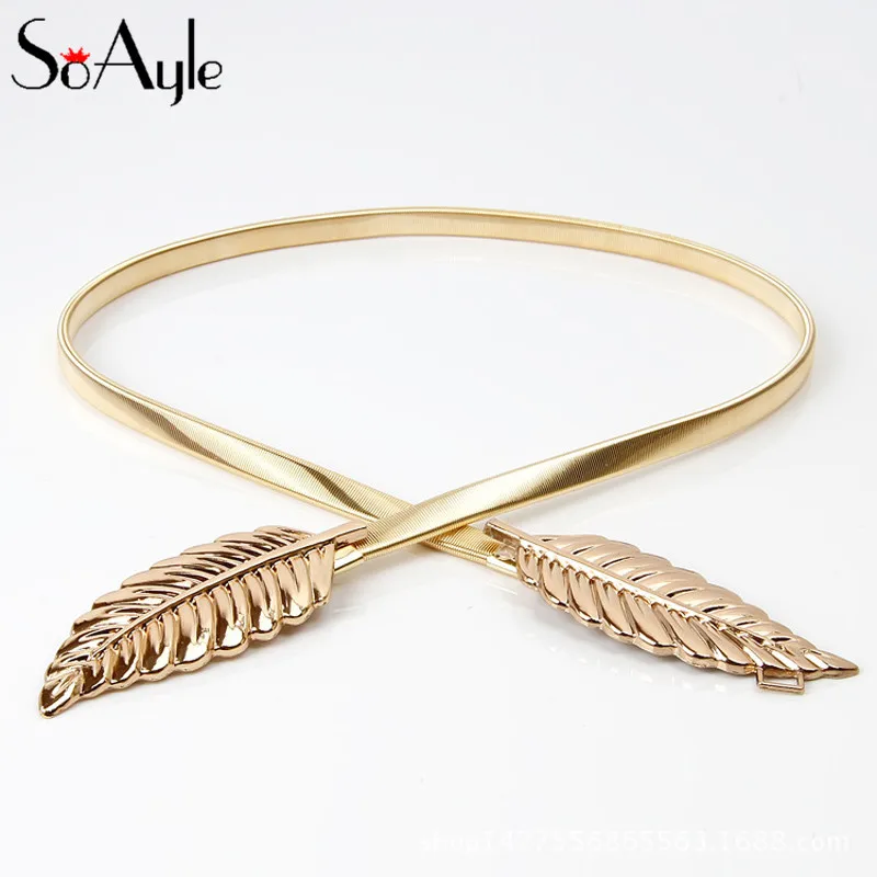 

SoAyle Gold Belt Leaf Jewelry Accessories Metal Wedding Belt Women's Waist Decoration