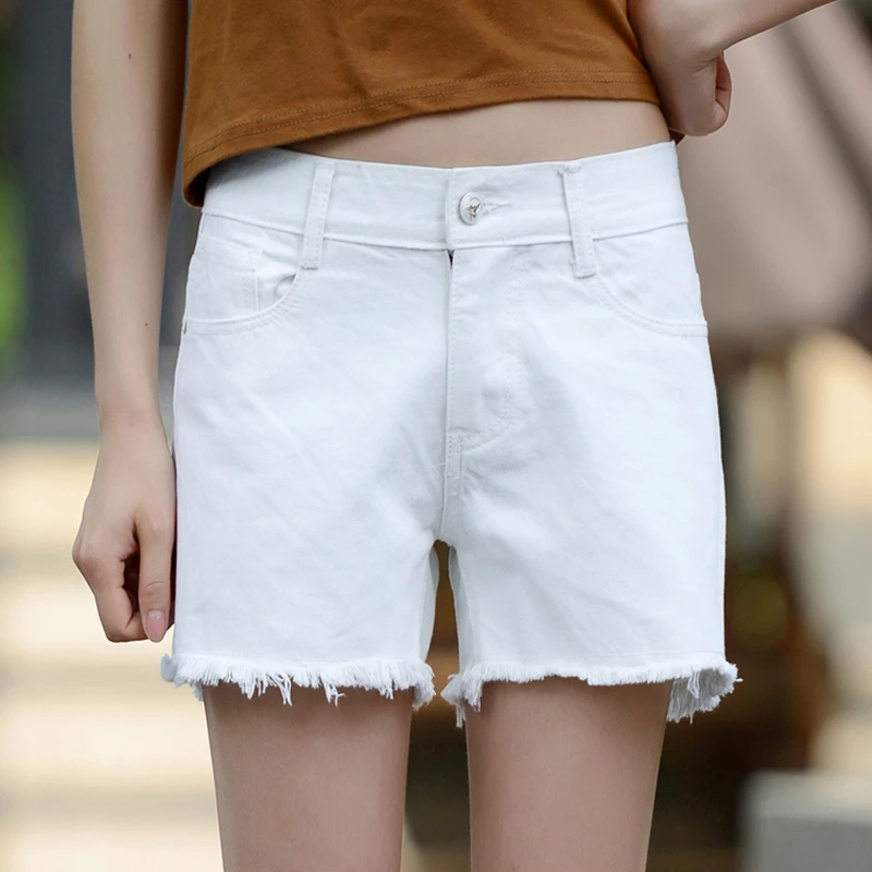 

2016 Women Sexy White Denim Shorts Ladies'Casual MiddleWaist Short Jeans Feminino BrandSummer  Plus Size Beach Denim Shorts
