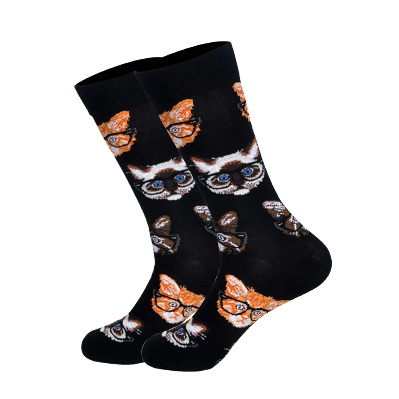 Внизу уличная одежда счастливые мужские носки в бритишском стиле хип-хоп Акула Эйнштейна Иисуса животного художественный дизайнер для мужчин Compressie Sokken Meias