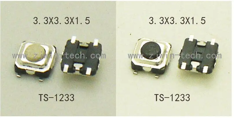 50 шт в наборе, 3X3X1,5/1,7/2/2,5 мм супер крошечные Тактильный кнопочный выключатель кнопки телефона SMD Мгновенный Переключатель для поверхностного монтажа для монтажа на печатной плате Черного и белого цвета