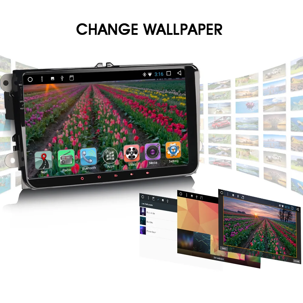 Top 9"Android 7.1 Car Stereo MP3 Player GPS Radio DAB+ for Volkswagen Passat CC Scirocco Jetta Autoradio 3G Wifi obd 2GB RAM BT DVR 4