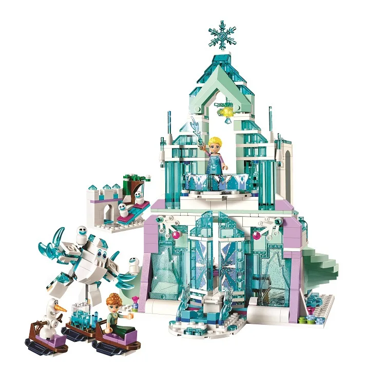 

10664 709 pcs Snow World Series The Elsa`s Magical Ice Castle Set Building Blocks Bricks Toys Girl with