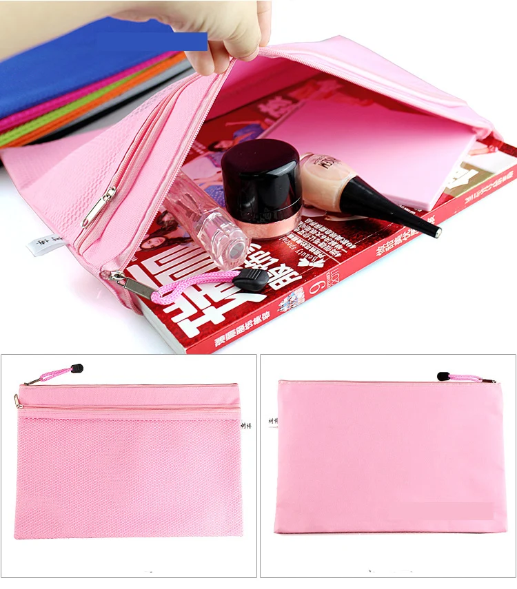 Розовый, синий, зеленый, модная сумка на молнии с держателем для документов, a4/8,5x11, бумажная сумка-конверт, холщовая офисная сумка для канцелярских принадлежностей