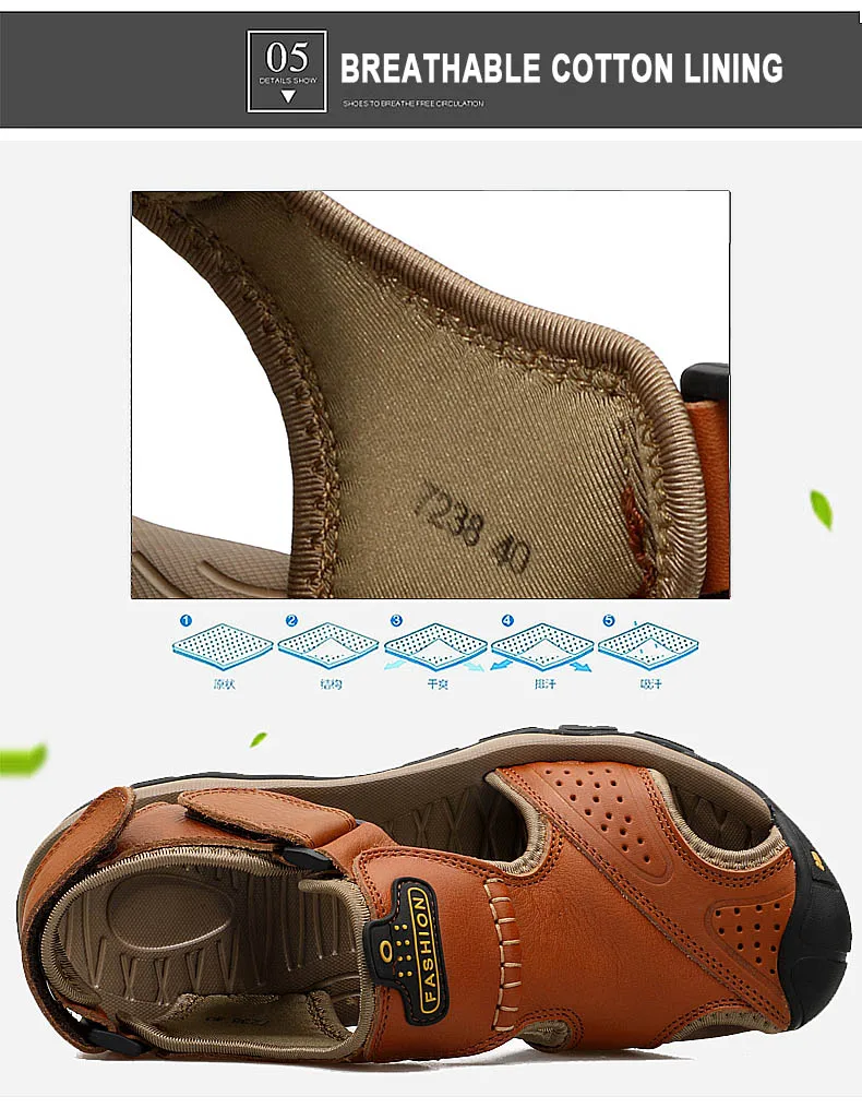 Men Summer Sandals Genuine Leather Casual Shoes Man Roman Style Beach Sandals Brand Men Summer Shoes Big Size 39-46 (12)