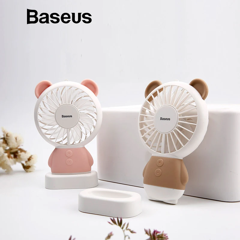 

Baseus Portable Rechargeable Mini USB Hand Fan For Travelling Outdoor Office Creative Cooling Fan with Colorful Led Night Light