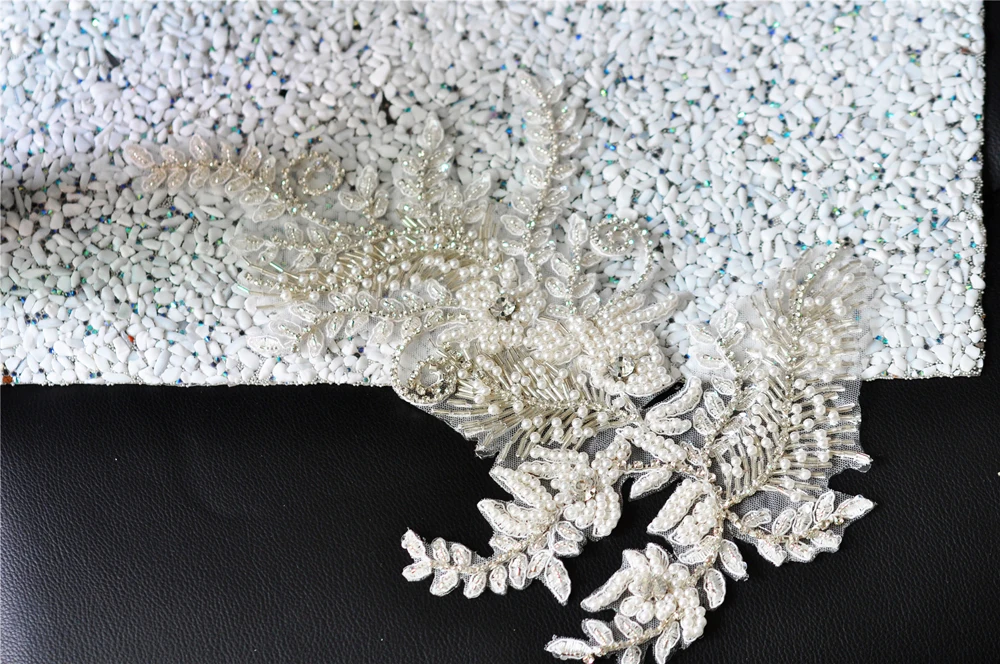 

TOPQUEEN S148A Free shipping 100% pure handmade Wedding Appliques Unique pattern with Beading&Pearls Evening Dresses Trimming