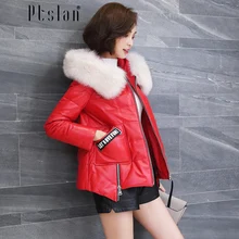 Ptslan 2016 Women’s Genuine Leather Jacket Real Lambskin Down Jacketsport Coat