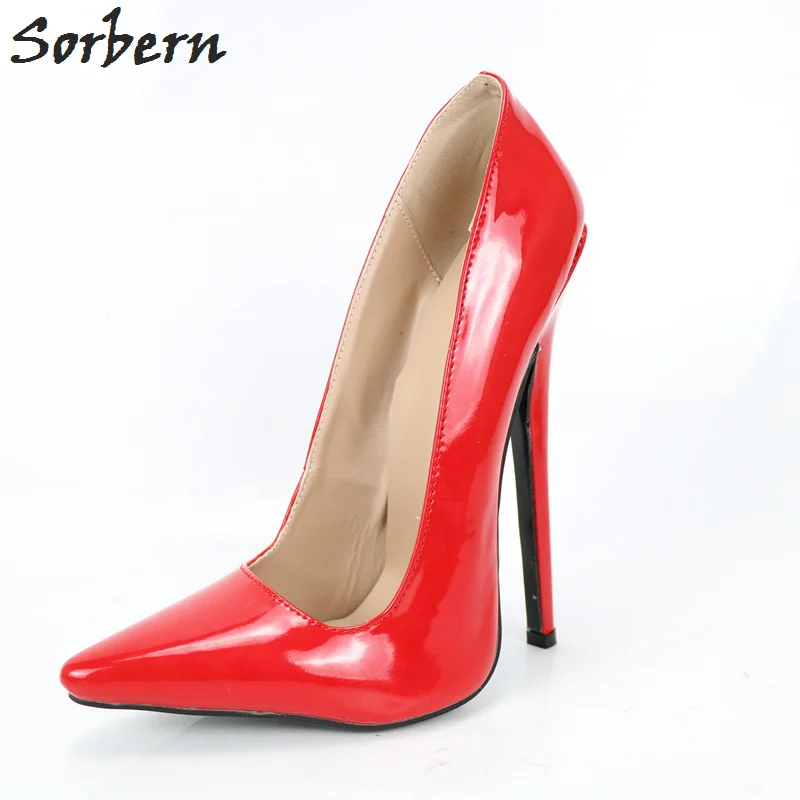18CM Womens Patent Leather Super High Heel Stilettos Pointed Toe Party Shoes Sz 