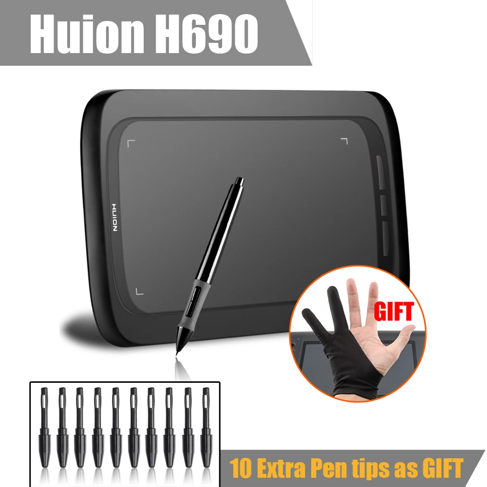 Prix pour Huion H690 Art Graphique Dessin Tablette Numérique 6x9 "5080LPI 2048 Bon Que Huion H610 Pro + Anti-fouling Gant + 10 Stylo Conseils-Cadeau Prix pour Huion H690 Art Graphique Dessin Tablette Numérique 6x9 "5080LPI 2048 Bon Que Huion H610 Pro + Anti-fouling Gant + 10 Stylo Conseils-Cadeau