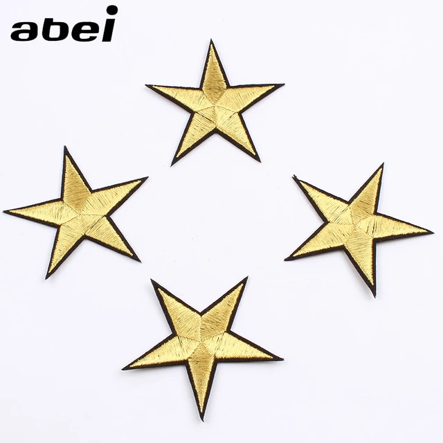 10pcs/lot 7.5cm Gold Stars Stickers for Clothing Embroidered Iron On  Patches DIY Sewing Craft Jeans Bags Pants Shirt Appliques - AliExpress