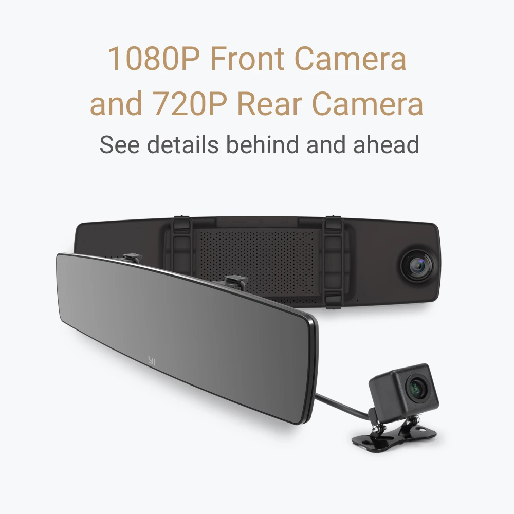 Xiaomi YI Mirror Dash Cam Dual Camera Recorder Touch Screen Car DVR G Sensor