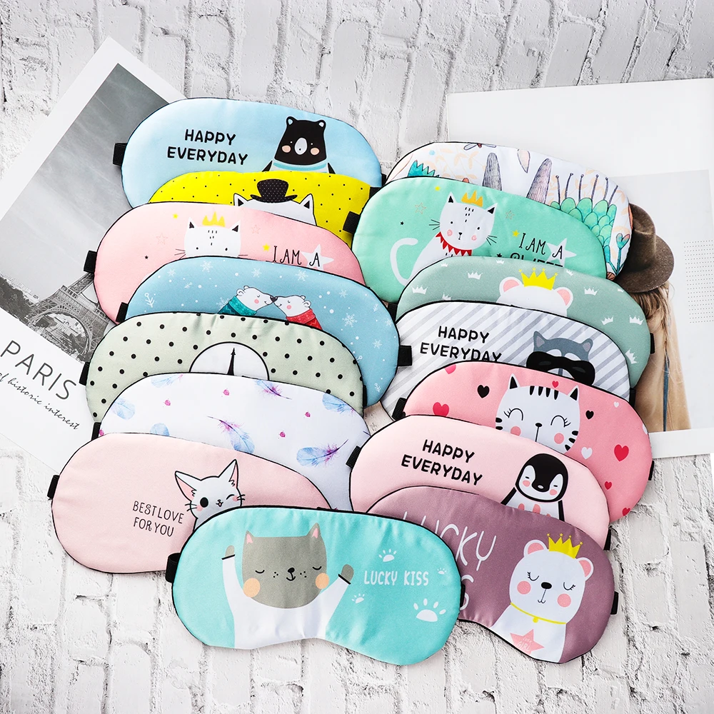

Cute Cartoon Sleeping Mask Eyepatch Eye Cover Cotton Creative Lovely for Eye Travel Relax Sleeping Aid Eye Patch Shading Eye Mas
