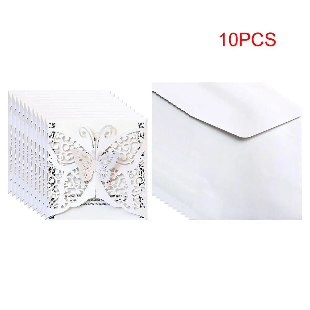  10Pcs Hollow Butterfly Wedding Invitations Baby Shower Invitation Card for Wedding Postcard Birthda - 32916337321