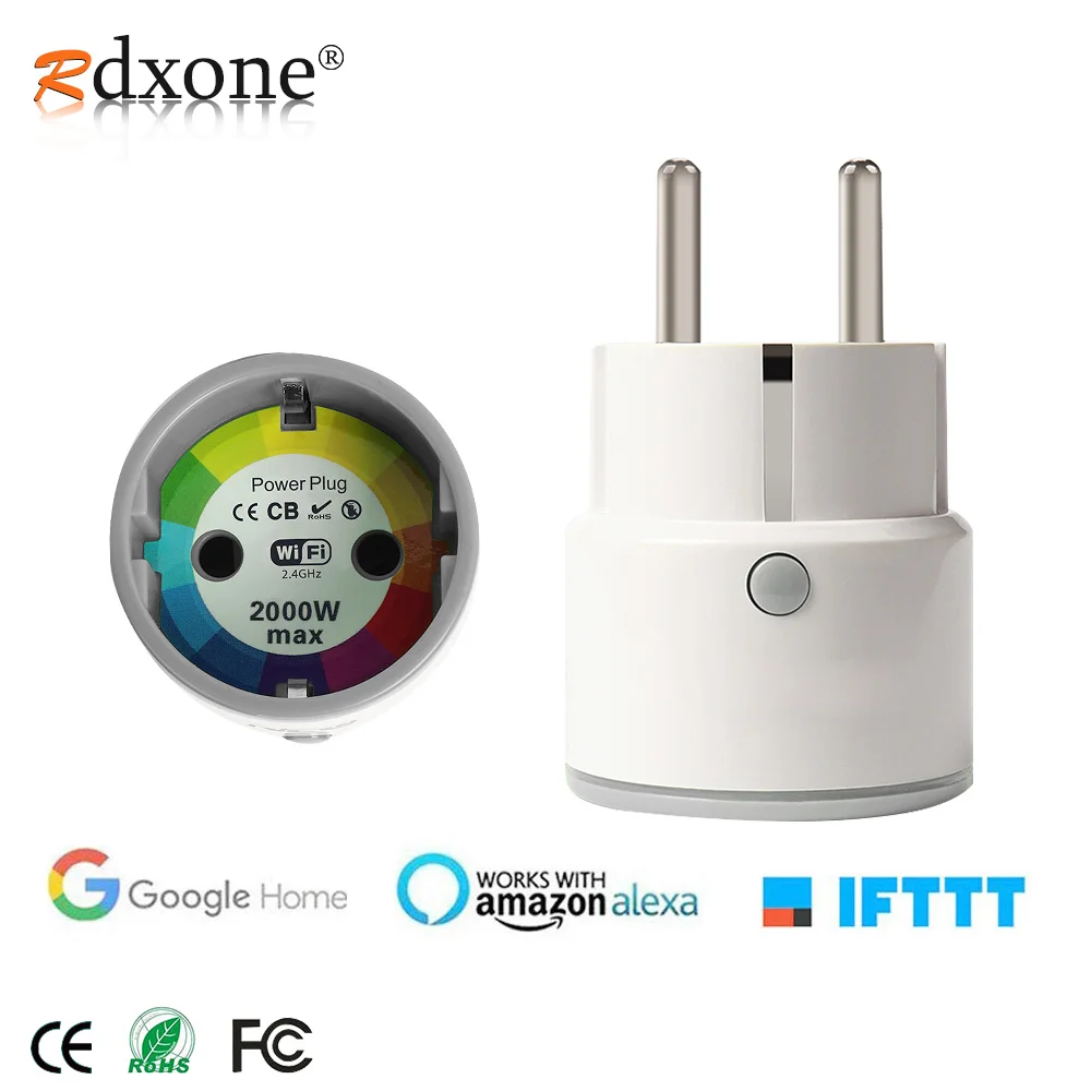 

Rdxone Wifi Smart EU Socket 10A WiFi Plug Networks Electrical Timing Remote Control Work with Amazon Alexa / Google