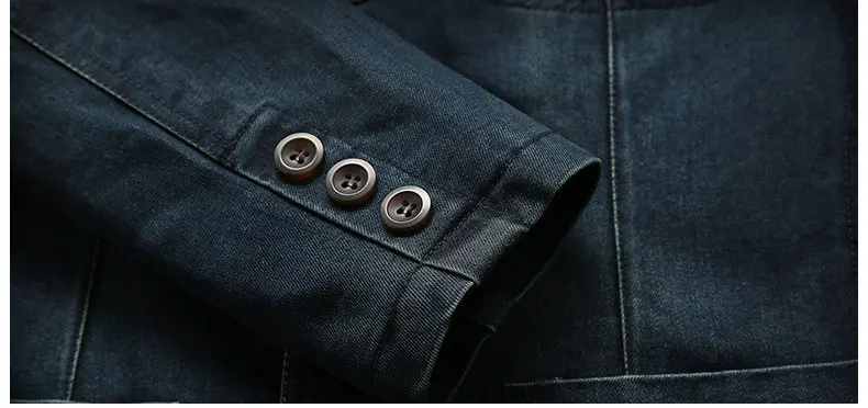 Novos homens denim blazer moda algodão do