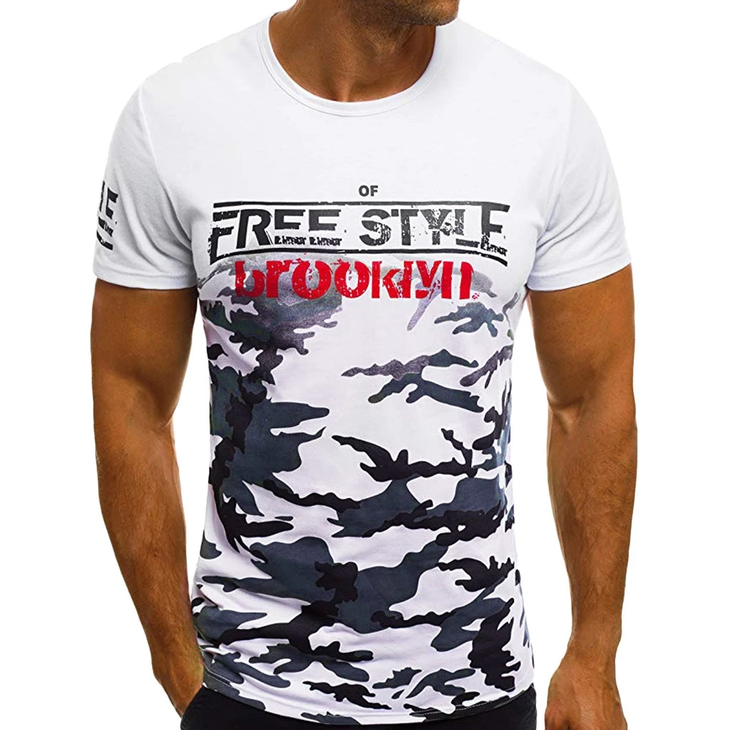 

JAYCOSIN Men's 2019 Summer Slim Casual Print T-Shirt Camouflage O-Neck Fit Short Sleeve Top Blouse19MAR13