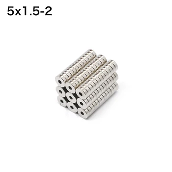 

20/50/100/200/500pcs 5mm x 1.5mm Hole : 2mm N35 Strong Round Neodymium Ring Magnets Rare Earth Permanet Magnet 5*1.5-2