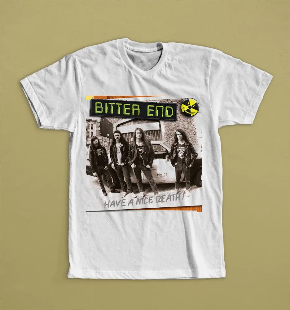 BITTER END HIVE A NICE DEATH !! TECHNICAL THRASH BANDS WHITE T SHIRT S