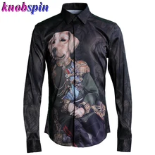 Трендовая рубашка с принтом для мужчин, с длинным рукавом, Тонкая Повседневная деловая Мужская рубашка, быстросохнущая, плюс размер 3XL 4XL мужские рубашки
