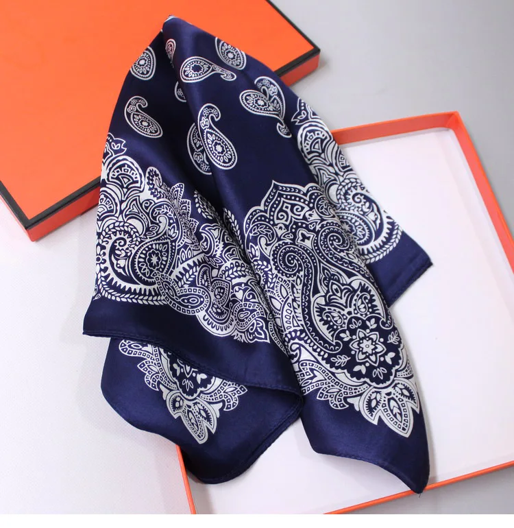 DANKEYISI Small Silk Man Scarf Men Pure Silk Handkerchief Women Hair Scarf Female Neck Square Scarf Bandana Headwear mens navy scarf