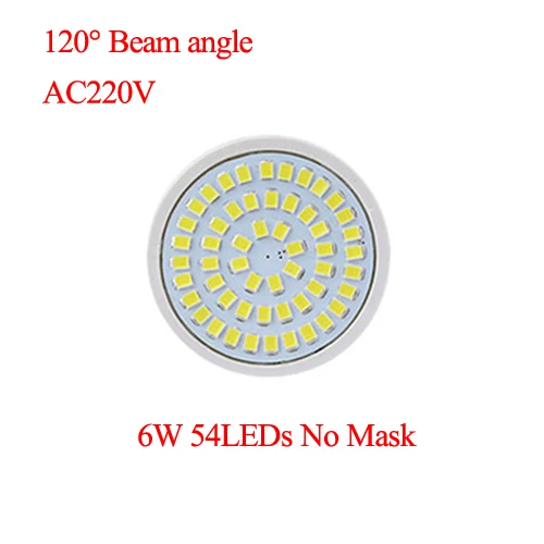GU5.3 GU10 MR16 220 лампада Светодиодный точечный светильник 4 Вт 5 Вт 6 Вт 7 Вт 8 Вт Светодиодный светильник светодиодный лампа настольная вниз светильник потолочный светильник/белый/теплый белый/розовый/фиолетовый - Испускаемый цвет: 6W 54LEDs No Mask