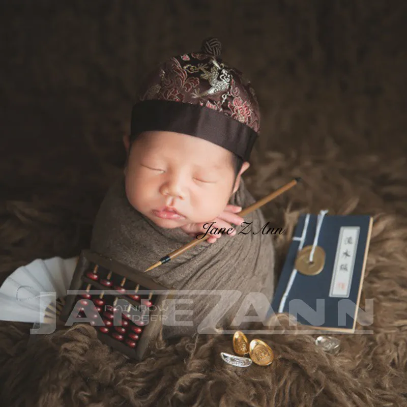 

Jane Z Ann Newborn baby Photograph Landlord Cap Retro-Chinese-style Hat creative landowner photo shooting accessories
