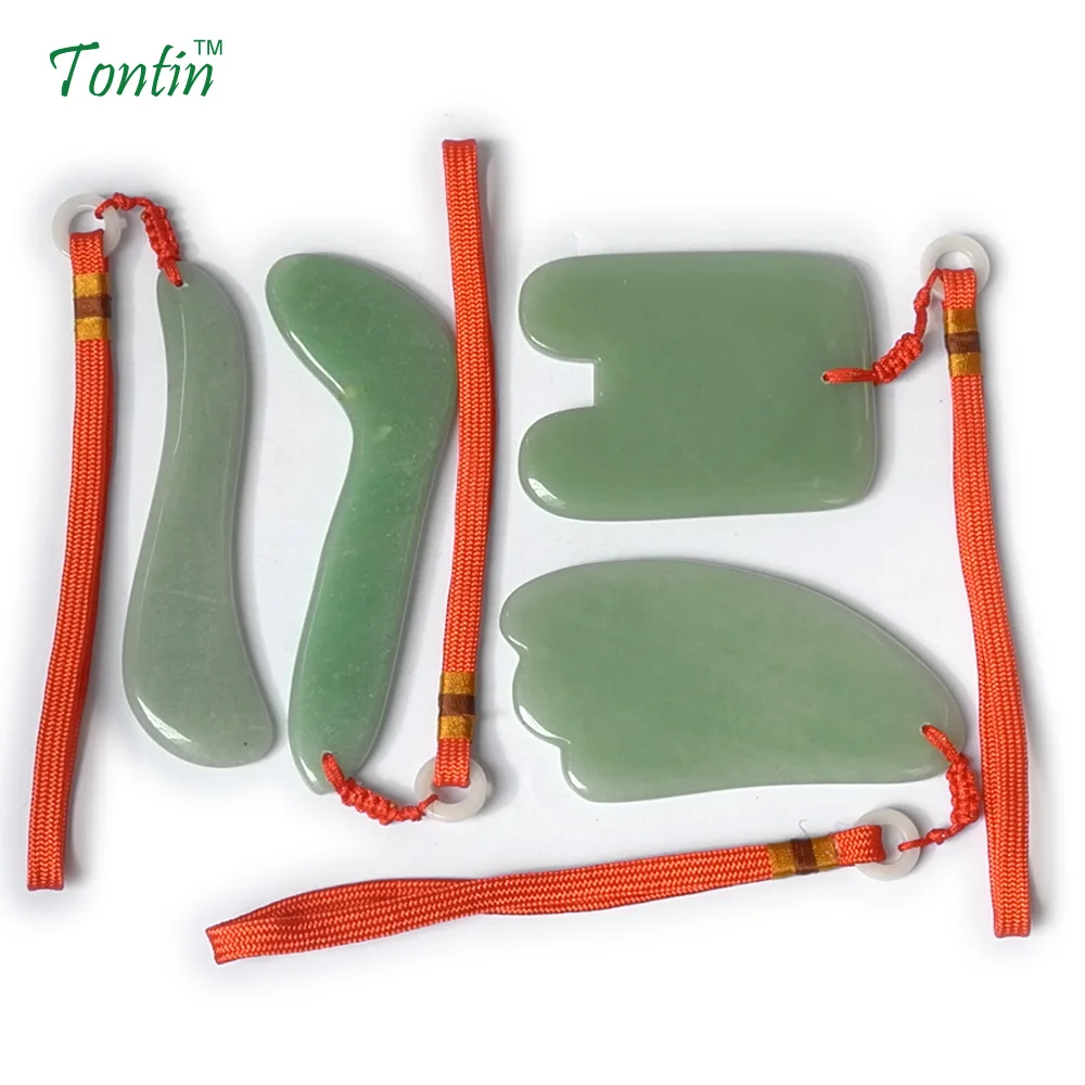 TONTIN NEW Acupuncture Massage Guasha Tool SPA Beauty kit Natural Aventurine 4 pcs/set (1pcs L 1pcs S 1pcs triangle 1 pcs U) россия платье s 4 spa
