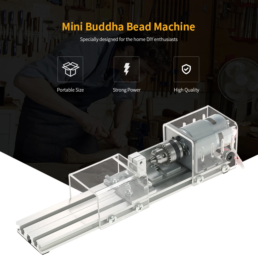

100W cnc Mini lathe machine tools Wood Lathe Drill Rotary Tool DIY Woodworking Buddha Pearl Grinding Polishing Beads 12-24VDC