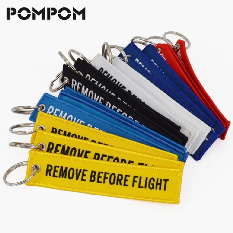 

5Pcs/Lot Remove Before Flight Key Chain For Aviation chain key Embroidery OEM Keychain Keyring Key Fobs Key Tag Label llaveros