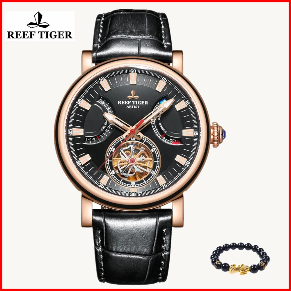

2019 Reef Tiger/RT Brand Automatic Mechanical Watch for Men Sport Waterproof Leather Strap Watch Clock Relogio Masculino RGA1950