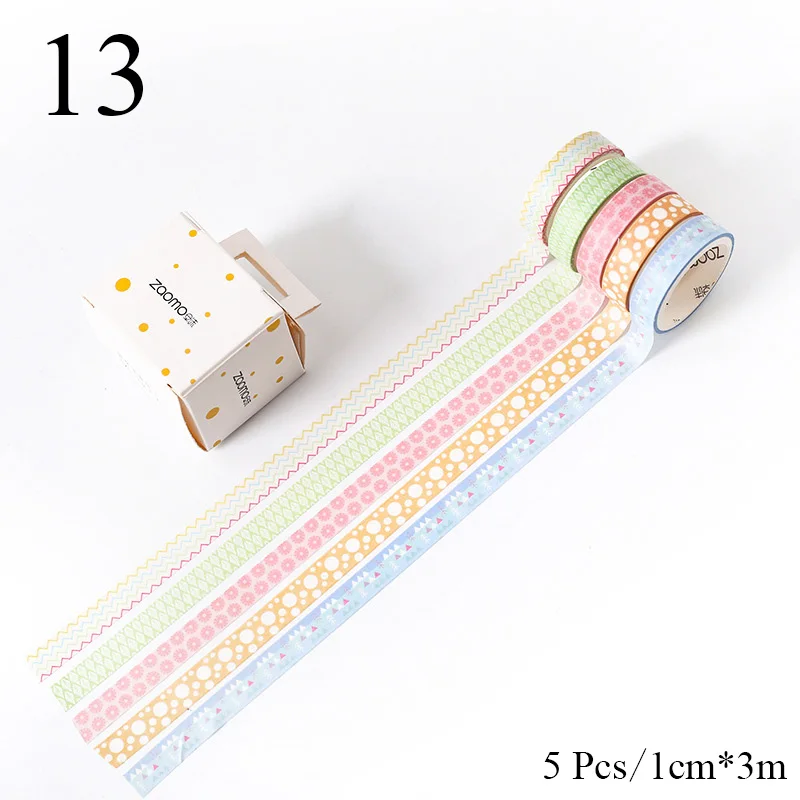 5Pcs/Set Grid Washi Tape Kawaii Decorative Adhesive Tape Thin Striped Masking Tape For Stickers Scrapbooking DIY Stationery Tape - Цвет: 13