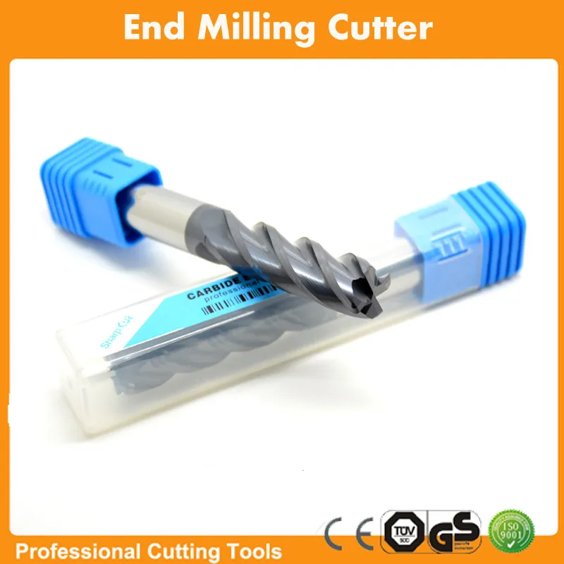 4Flutes 6*6D*75L HRC55 Solid Tungsten Carbide Flat End Mill Cutting Tool for CNC