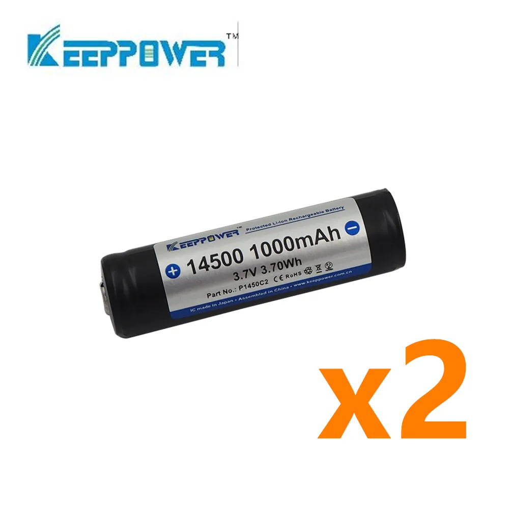Оригинальный защищенный перезаряжаемый литиевый аккумулятор Keeppower 14500 1000 мАч 3 7 в