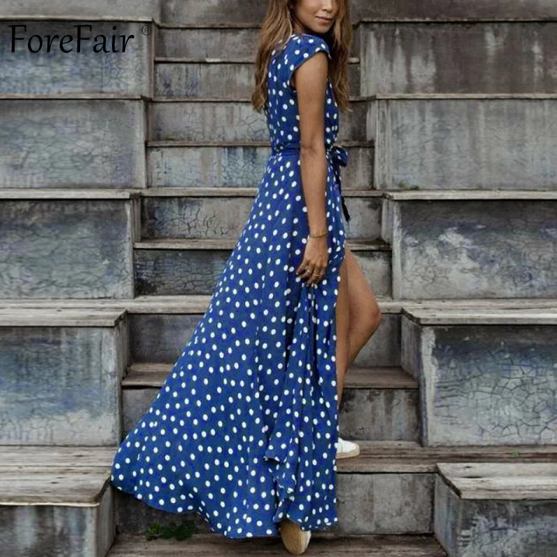 Forefair Polka Dot Dress Summer Sexy Maxi A Line Party Club (11)