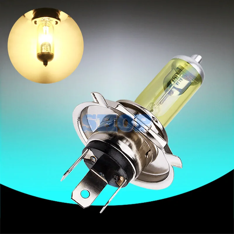 12V H4 55W Yellow Fog Lights Halogen Bulb High Power Headlight Lamp Car