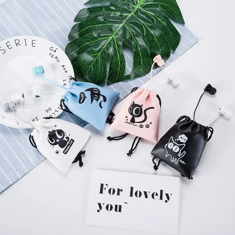 

Cute Cat Kitty Earphones 3.5mm in-ear Earbuds with Microphone with Earbuds Case Box for iPhone Samsung Xiaomi Girls Kid Gifts