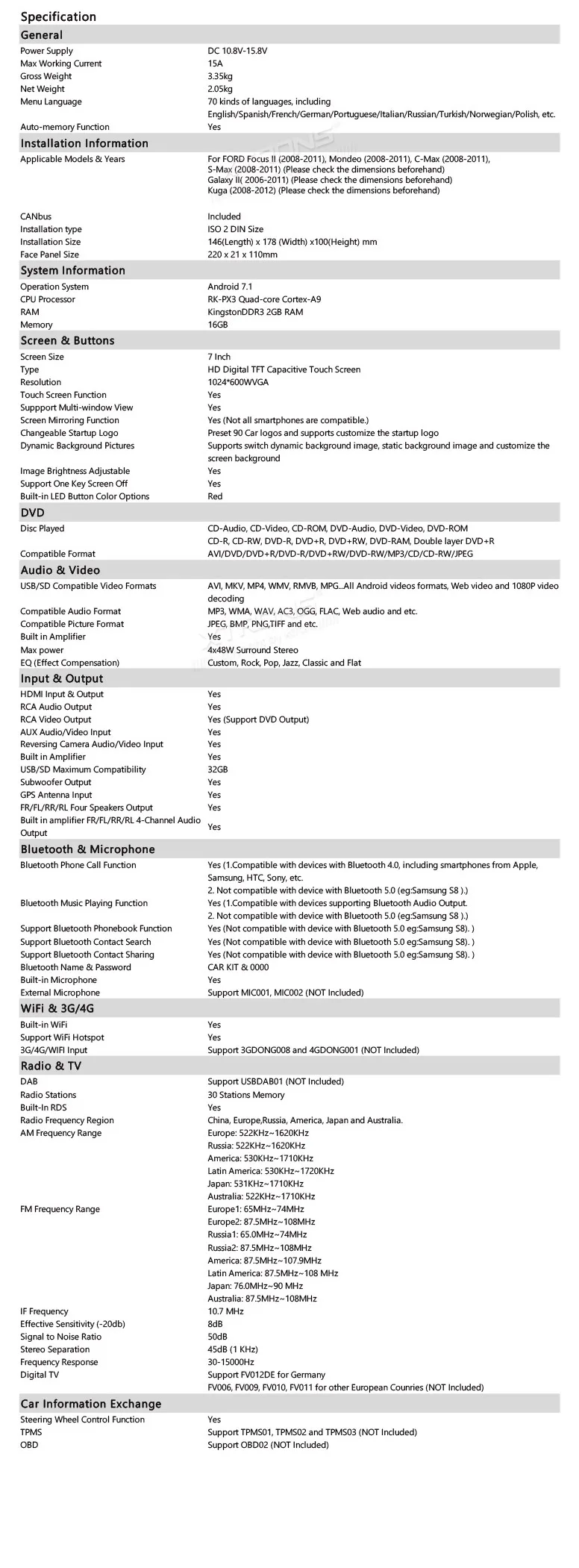Flash Deal 2 Din 7" HD Android 7.1 Radio GPS HDMI Car DVD Player for Ford Galaxy II Kuga / Focus II C-Max S-Max 2008 2009 2010 2011 27 Flash Deal 2 Din 7" HD Android 7.1 Radio GPS HDMI Car DVD Player for Ford Galaxy II Kuga / Focus II C-Max S-Max 2008 2009 2010 2011 27