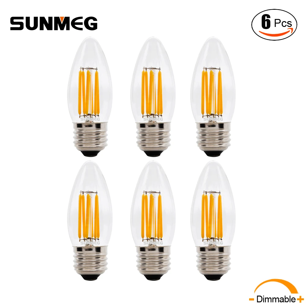 SUNMEG E12 E26 40/60 Watt Equivalent Candelabra Base C35 LED Light